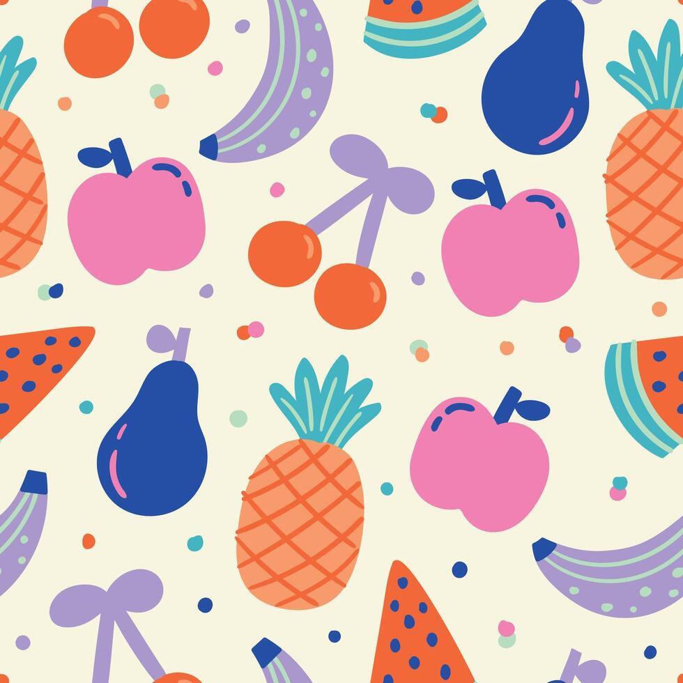 Fruits Pattern Summer Fruits Background vector