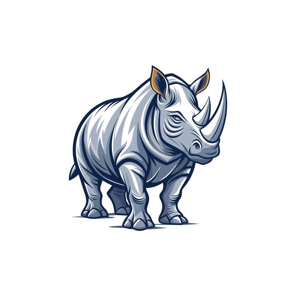 Rhino in the Wild Artistic Illustration with Nature Elements vector