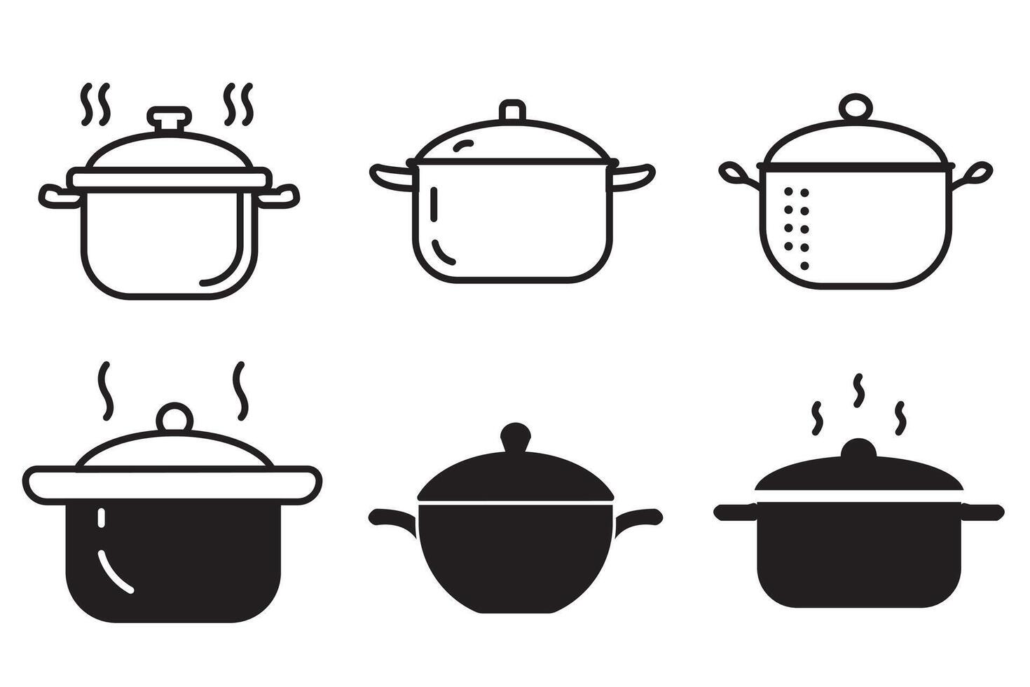 Cooking Pot Icons Collection vector