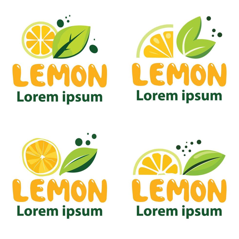 Lemon Logo Design Set Fresh Citrus Branding Elements vector