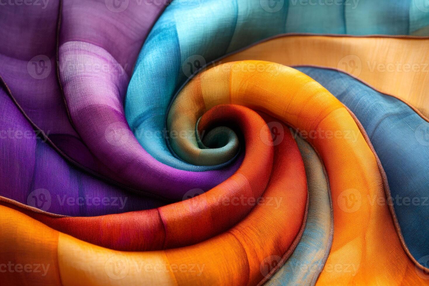 Vibrant swirling pattern of colorful fabric textures photo
