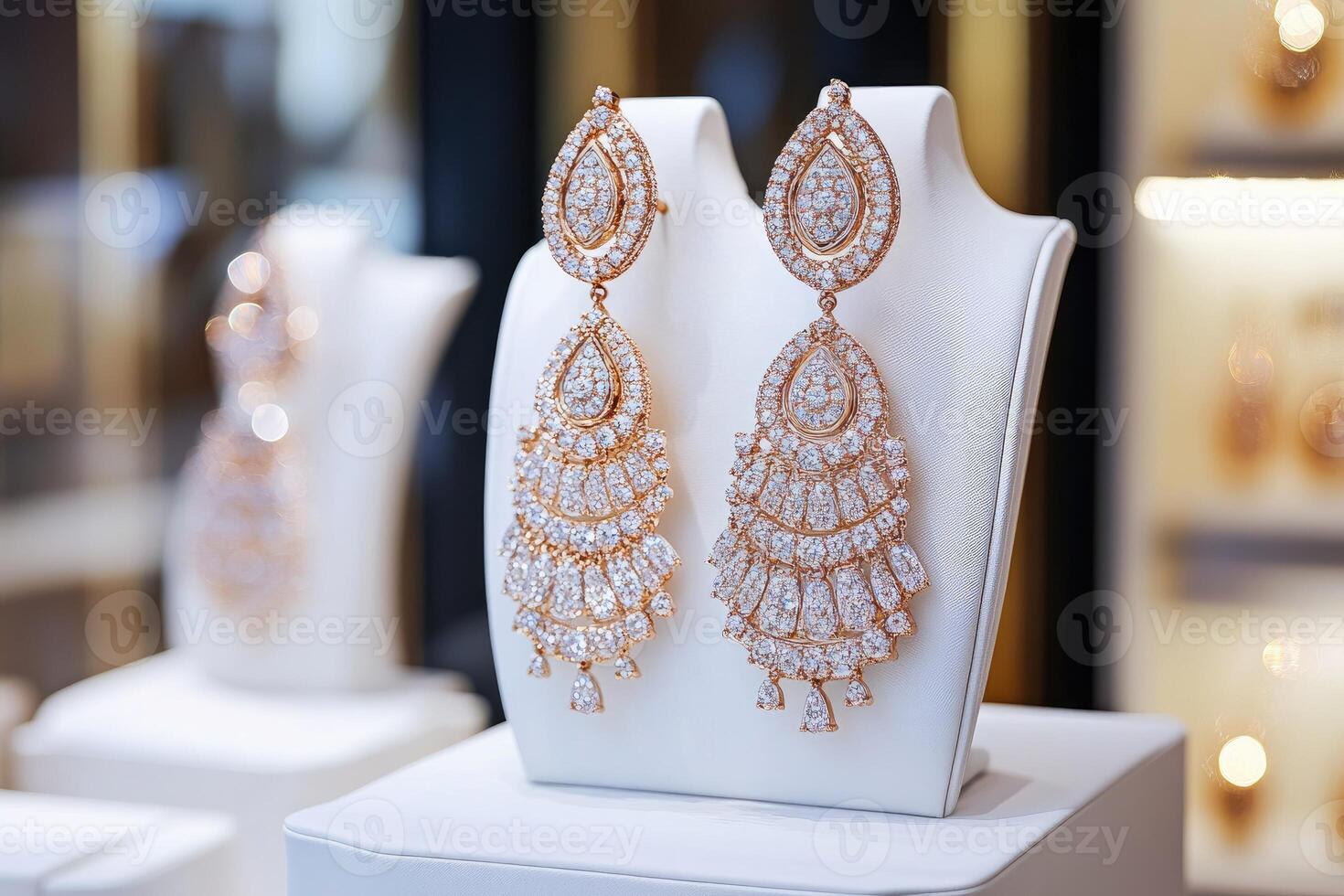Elegant chandelier earrings with sparkling diamonds photo