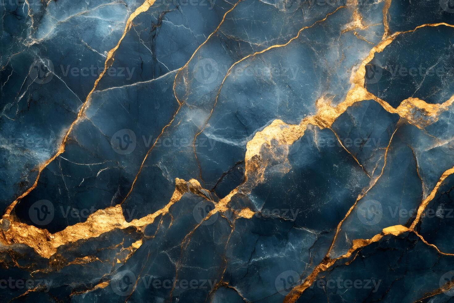 Elegant blue marble texture with gold veins photo