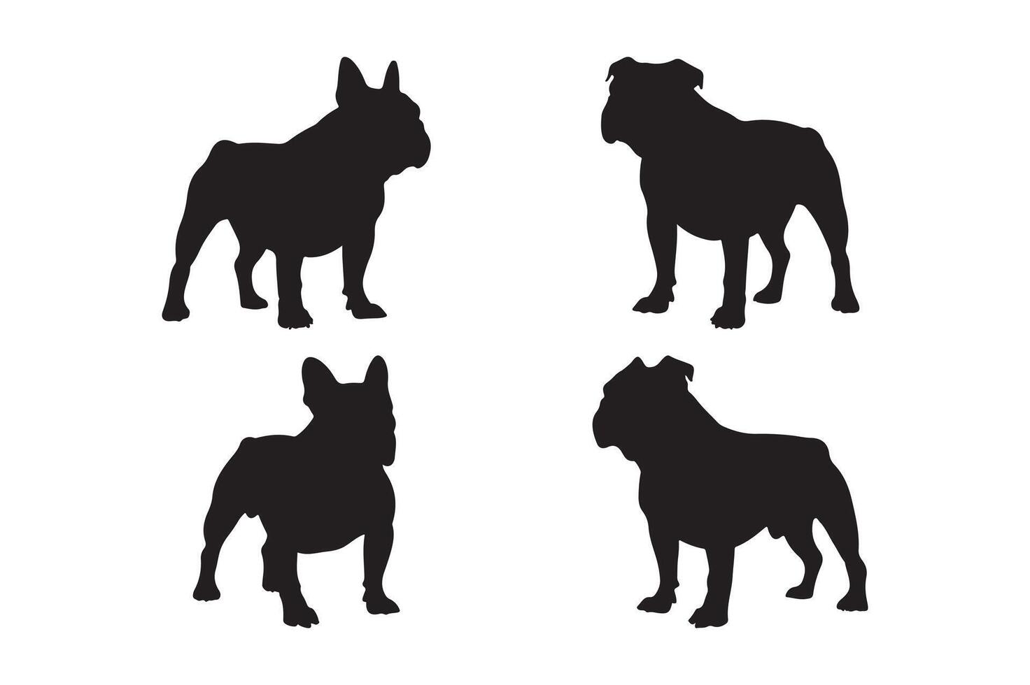 Bulldog Set Silhouette Art Illustration vector