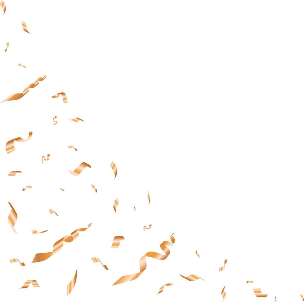 An explosion of golden confetti. Shiny flying pieces of foil . Festive frame for carnival and party event postcard . Illustration. vector