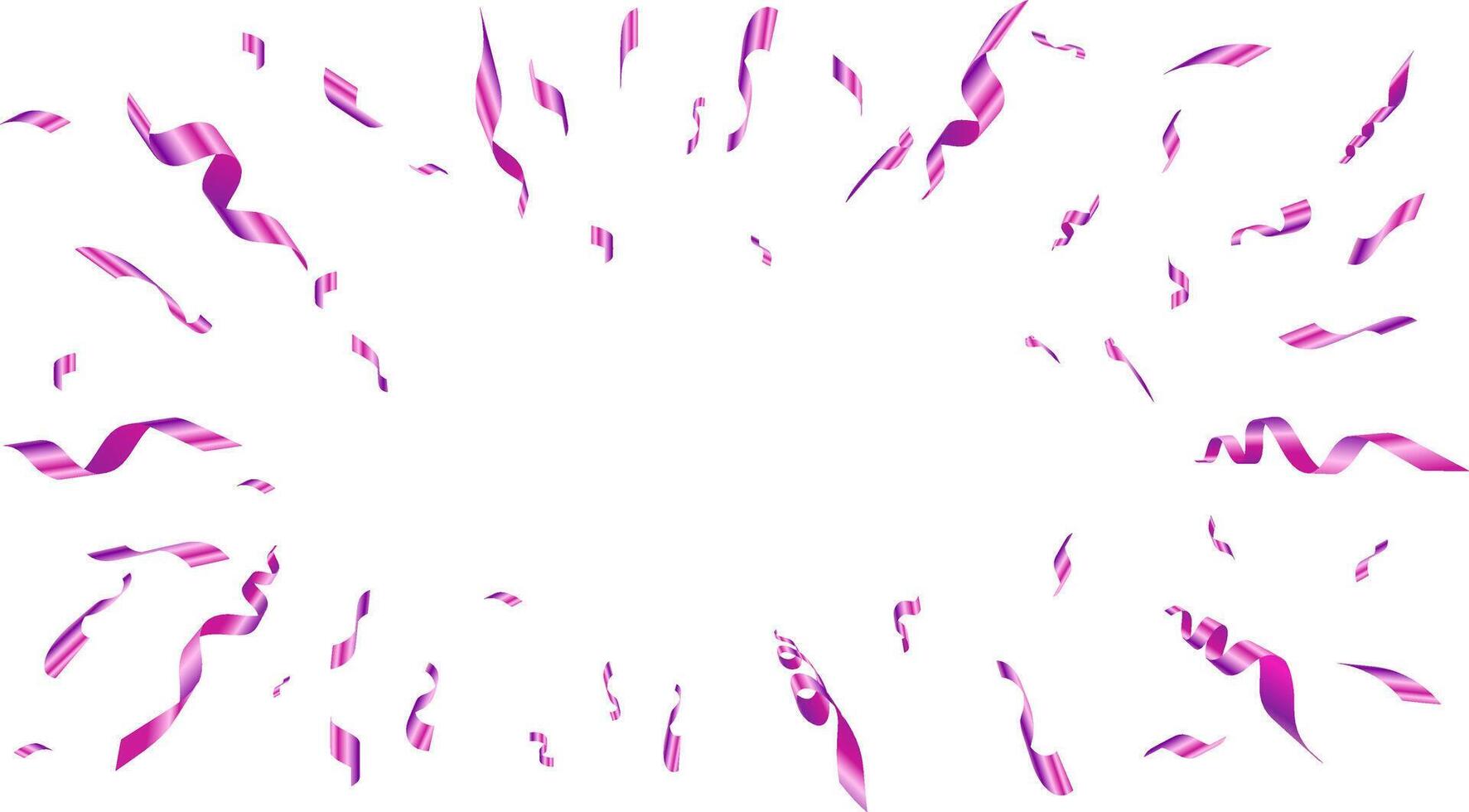 An explosion of purple confetti. Shiny flying pieces of foil . Festive frame for carnival and party event postcard . Illustration. vector