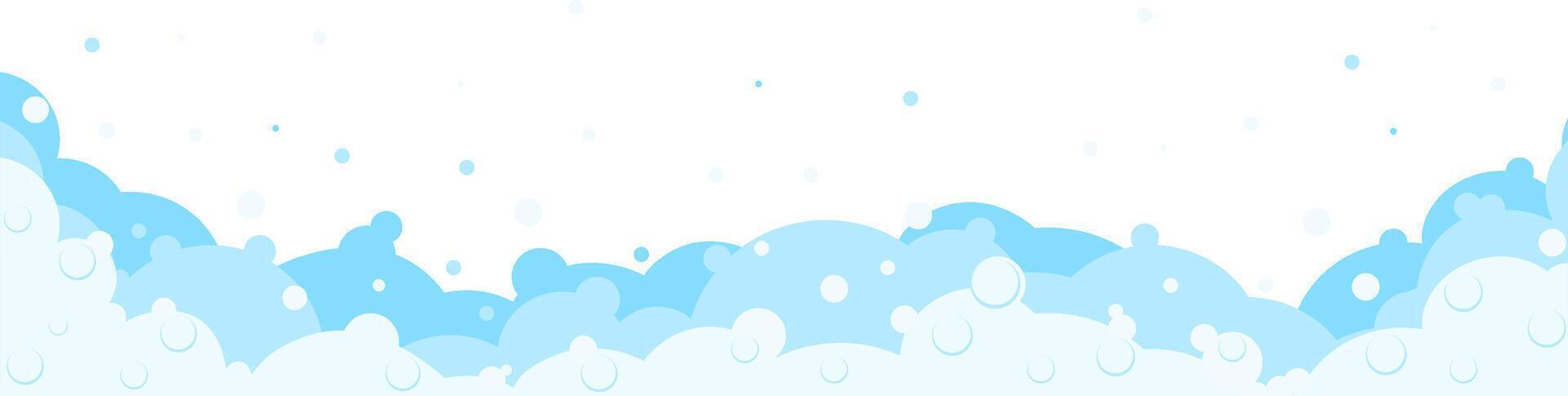 Foam bubbles frame. Cartoon bubbles of shampoo, bubble bath. Soap border. Cleaning and laundry products, beer, sea . Bathroom laundry and hygiene concept. background vector