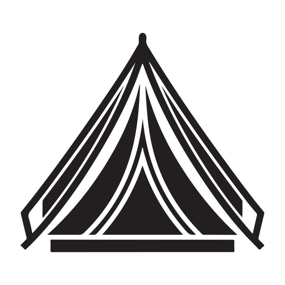 Simple Black and White Tent Icon vector