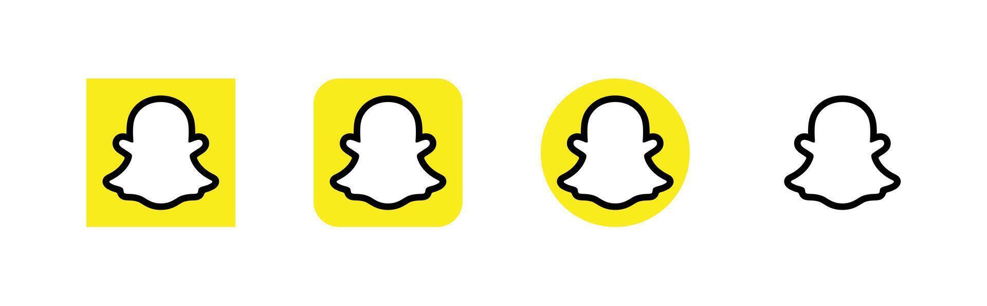 Snapchat app logo set - social media button or social media icon vector
