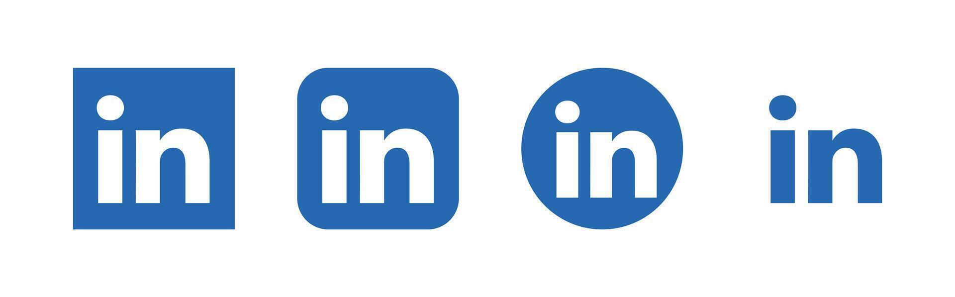 linkedin app logo set - social media button or social media icon vector