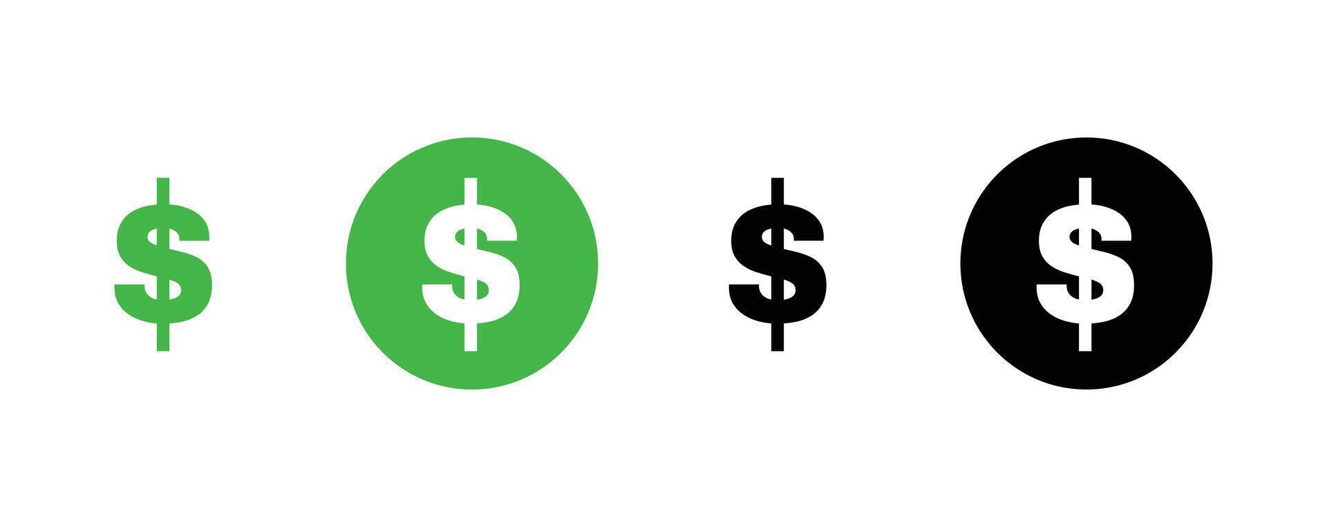 A green and black dollar sign is shown in the middle vector