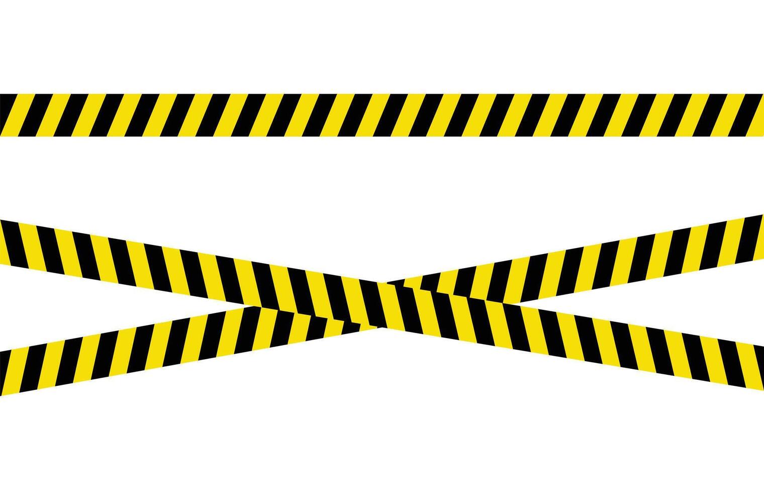 Yellow and black stripes tape for construction area, crime scene or danger zone. Police warning tape ribbon or under construction sign vector