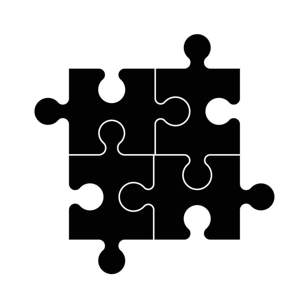 black jigsaw puzzle pieces vector