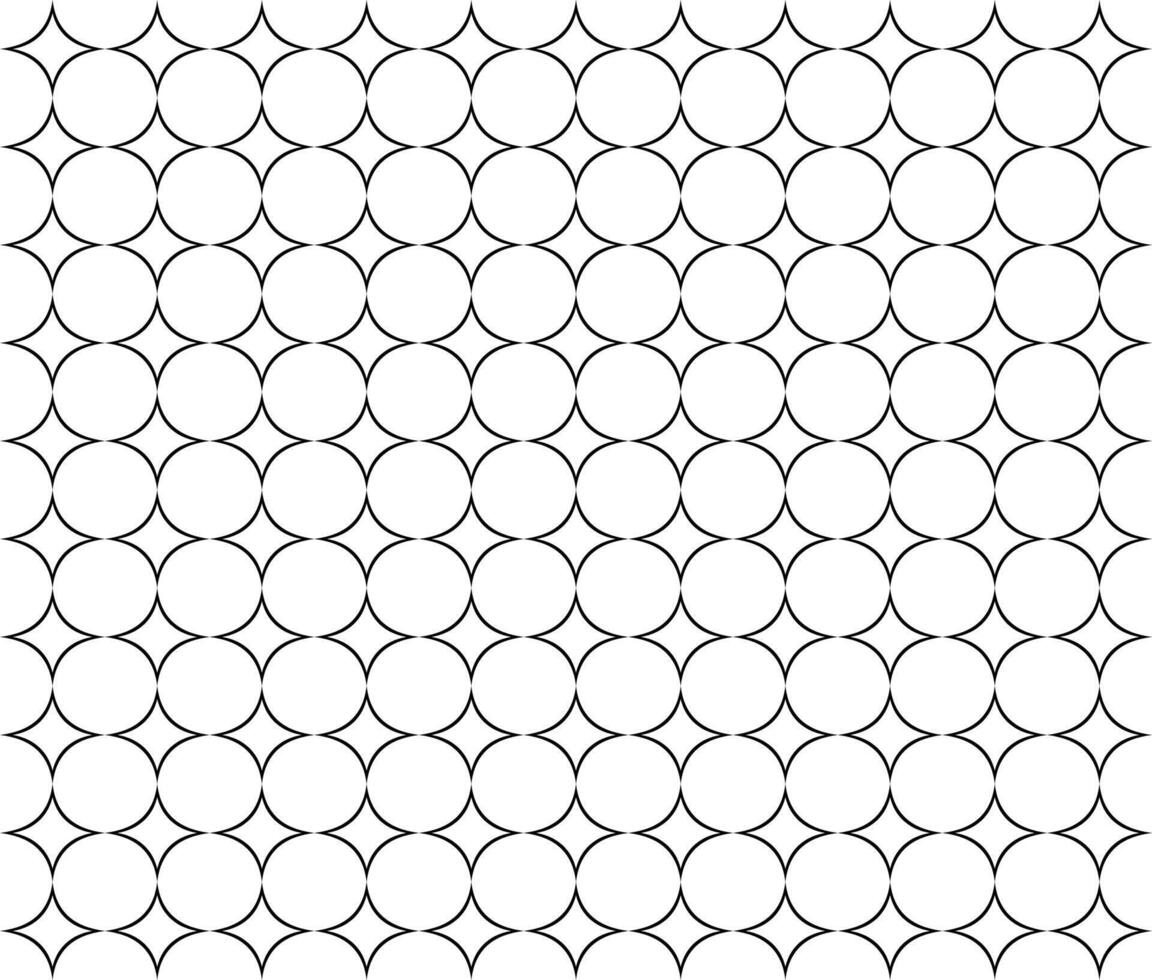 Seamless Black Outline star and circle grid Metal Mesh Pattern Design Background vector