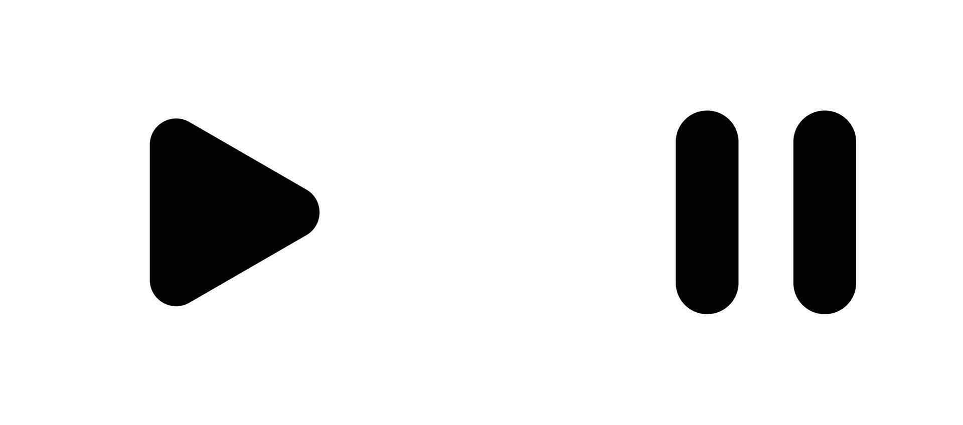 A black and white icon of a play button vector