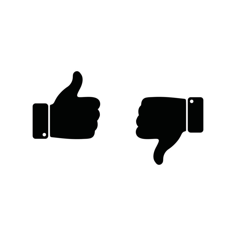 like and dislike concept, thumbs up and thumbs down symbol and icons for mobile and web apps vector