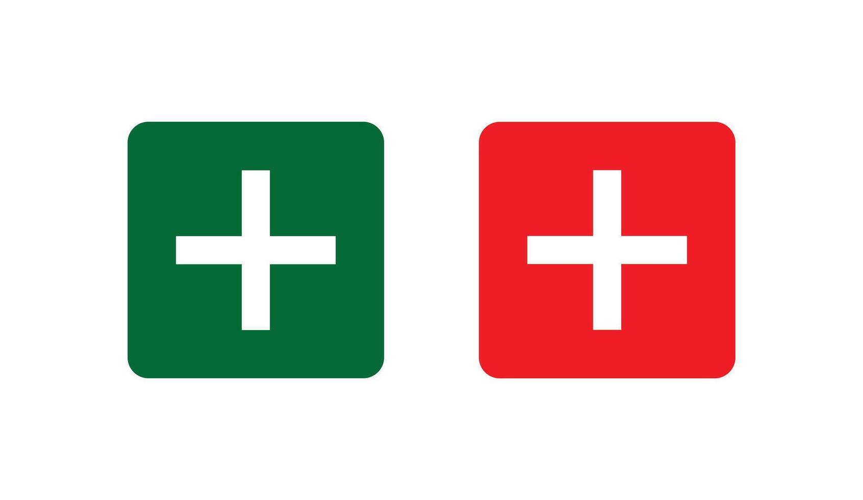 Two green and red squares with crosses on them vector