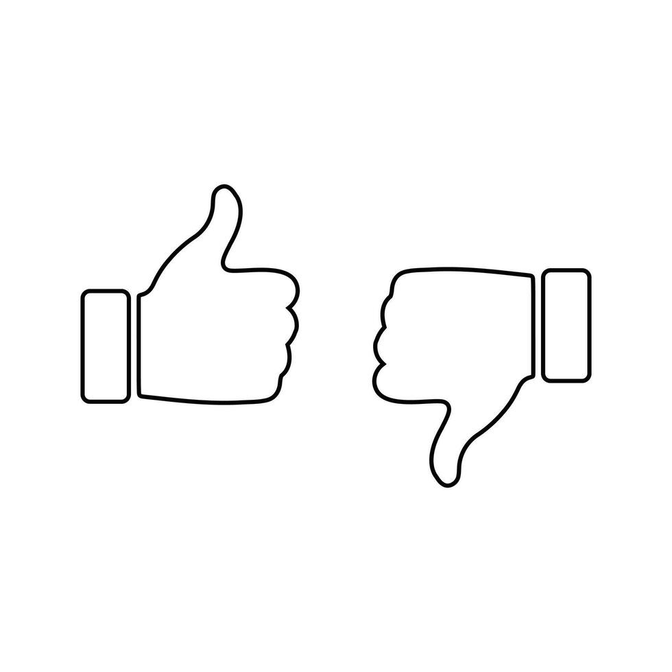 like and dislike concept, thumbs up and thumbs down icons for mobile and web apps vector