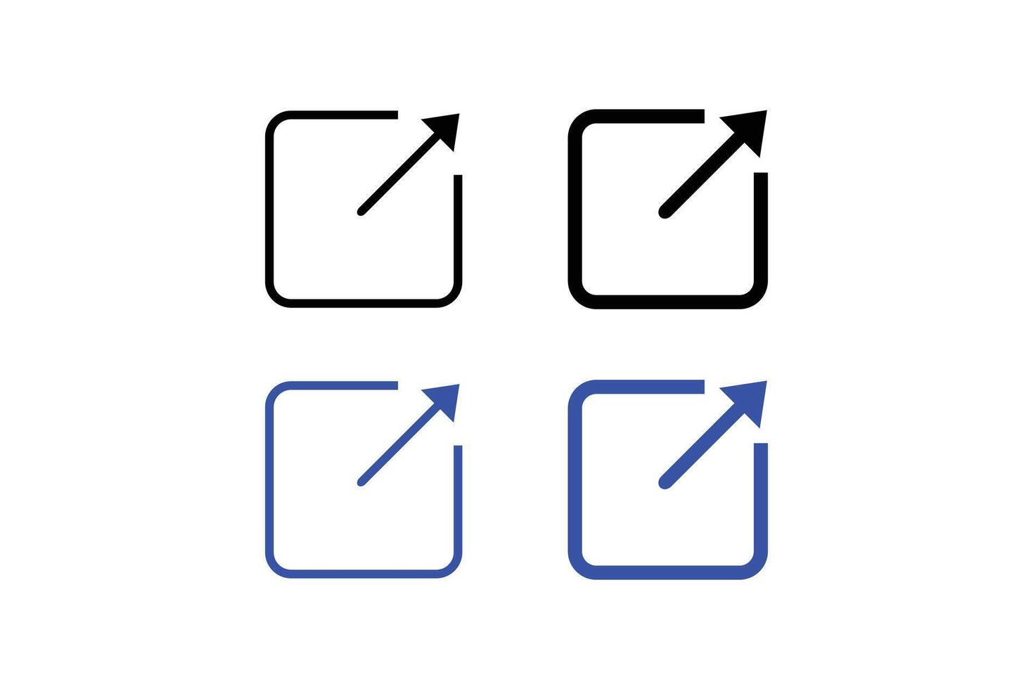 Four different icons of a square with an arrow pointing up vector