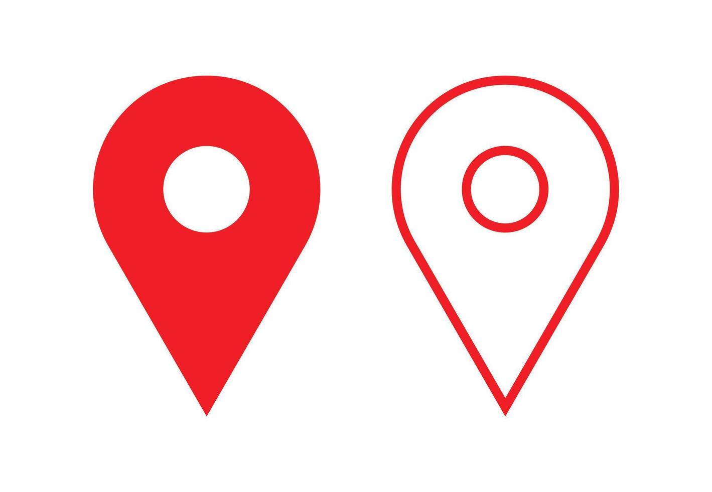 Two red and white location markers on a white background vector