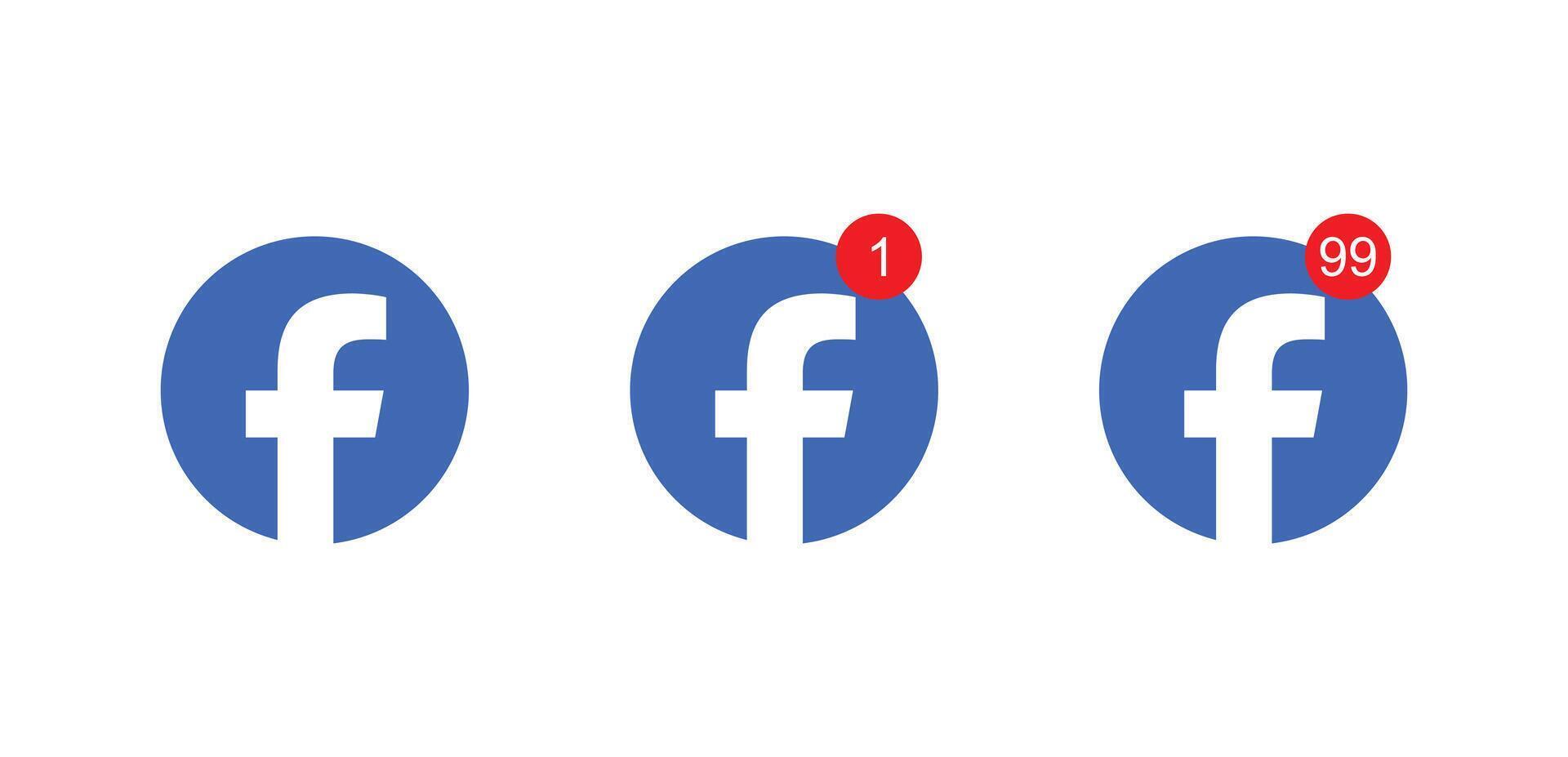 Facebook app logo set with notification dot vector