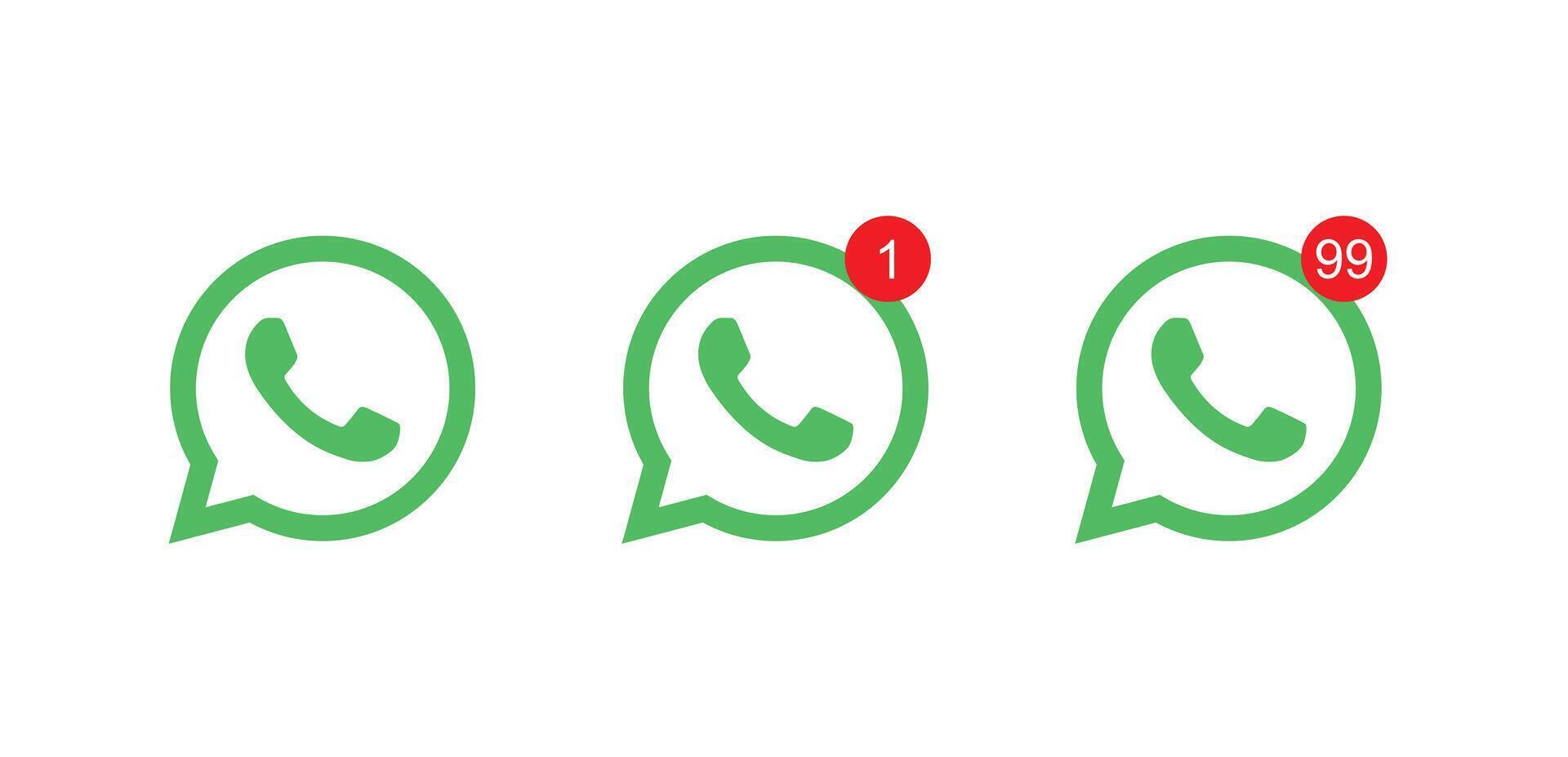 whatsapp logo set with notification dot vector
