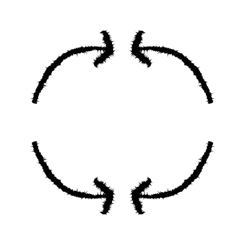 four black arrows pointing at each other making a circle vector