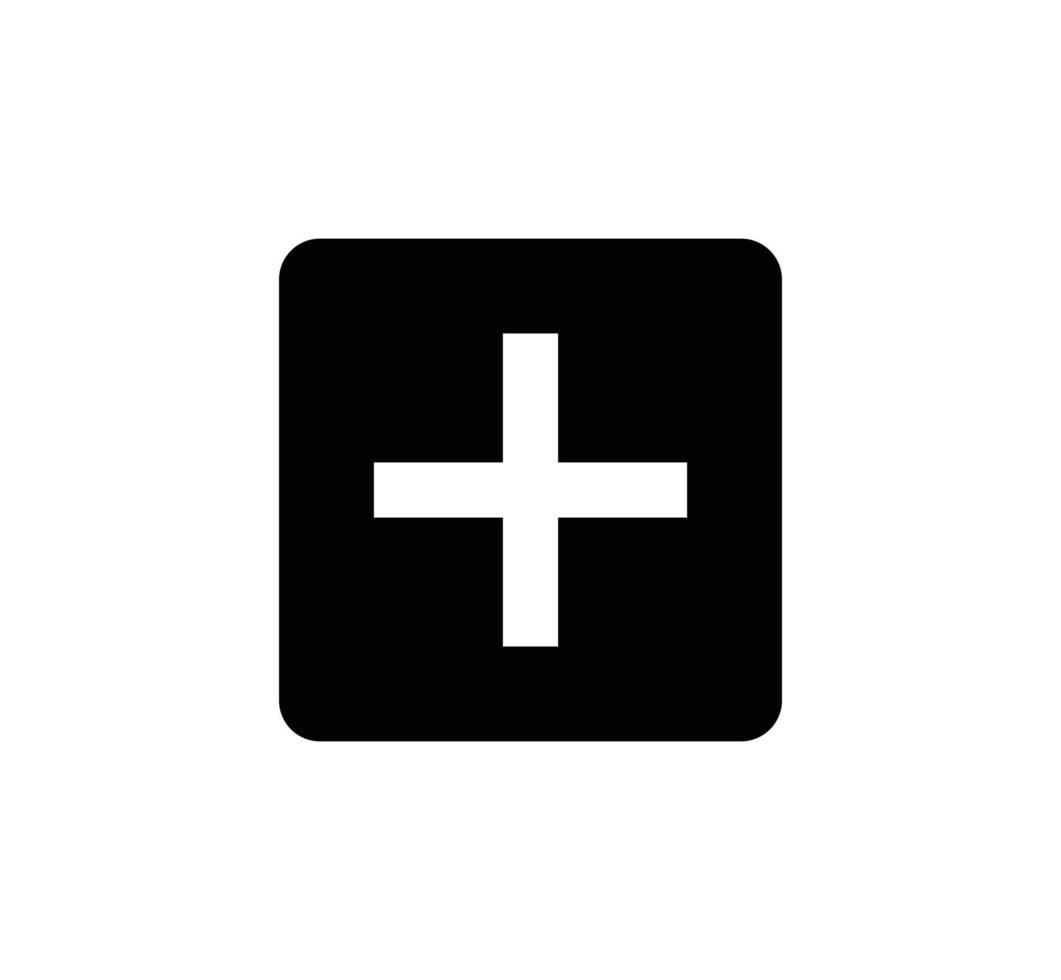 A black and white cross on a square icon vector