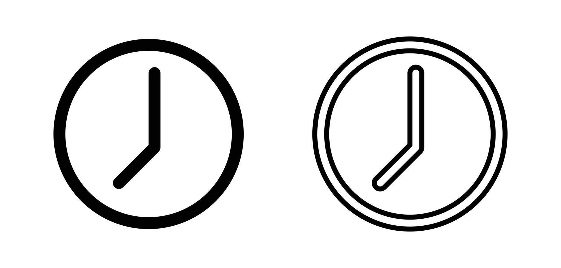 Two clocks are shown in black and white vector