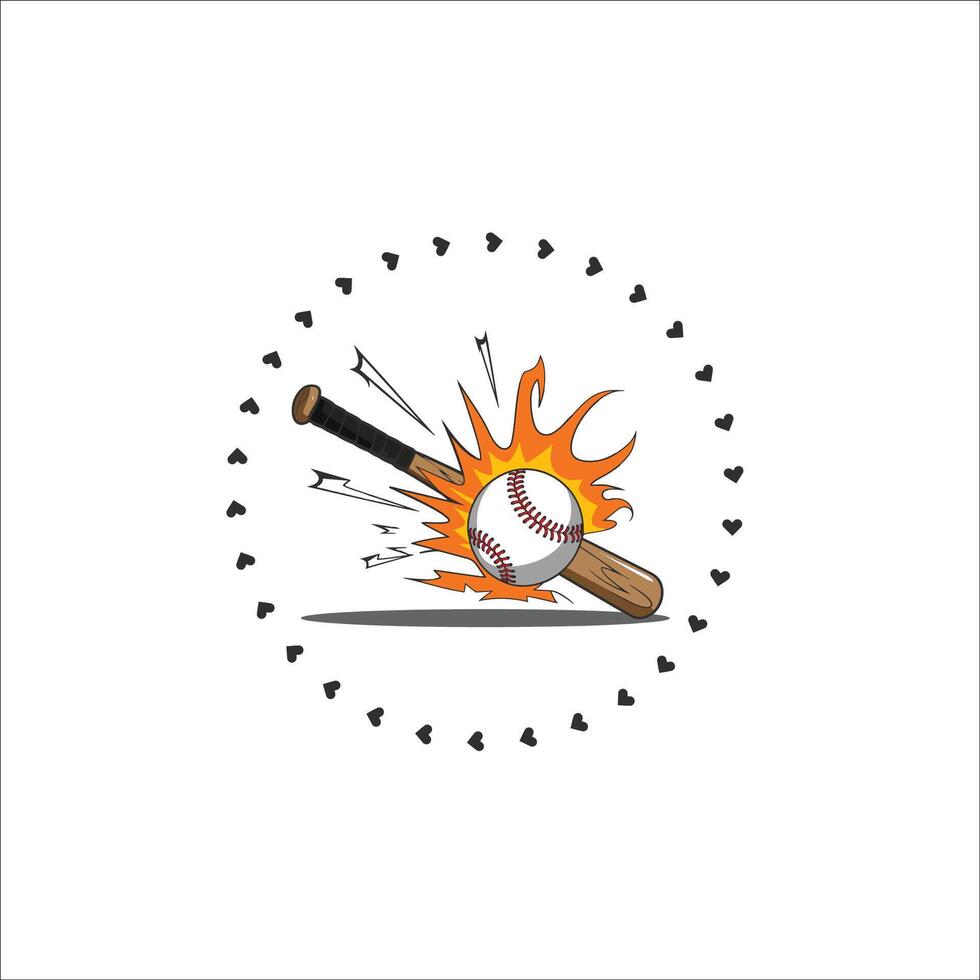Dynamic Baseball Logo with Realistic Ball Wooden Bats vector