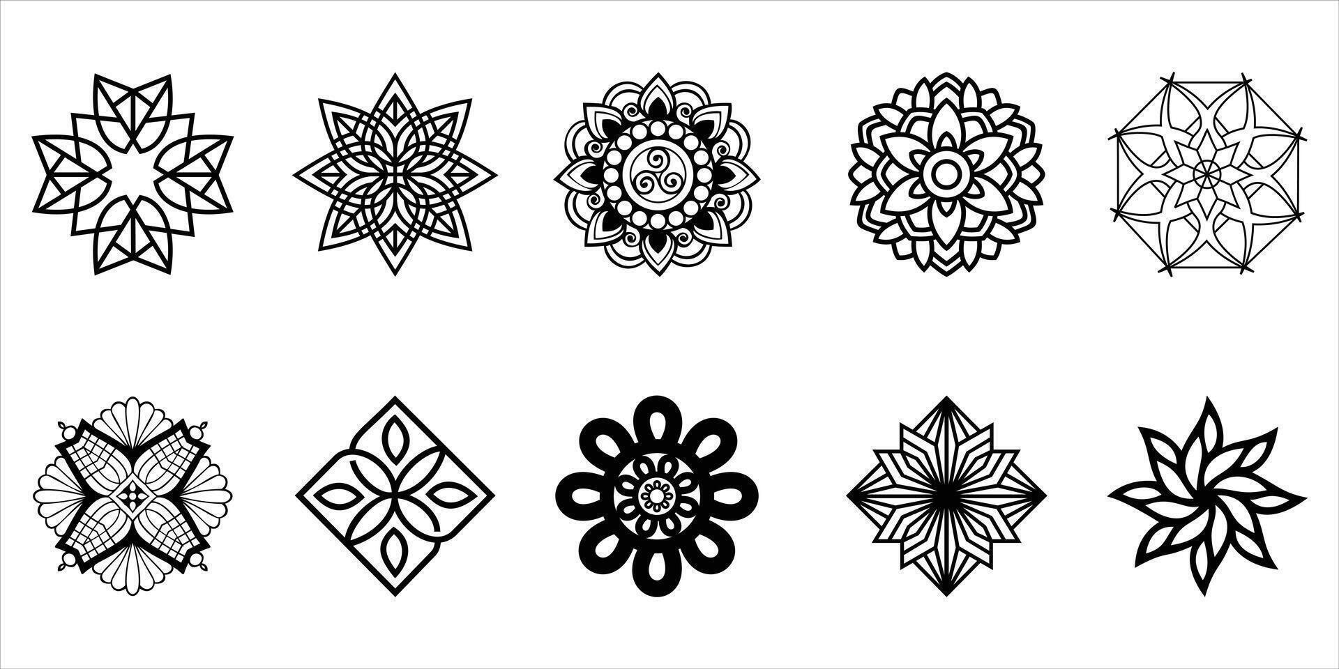 Set of mandala on white background. Mandala with floral patterns. vector