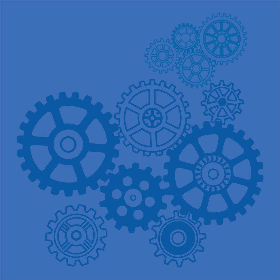 Industrial Cogs and Gears Banner Blue Toned Background vector