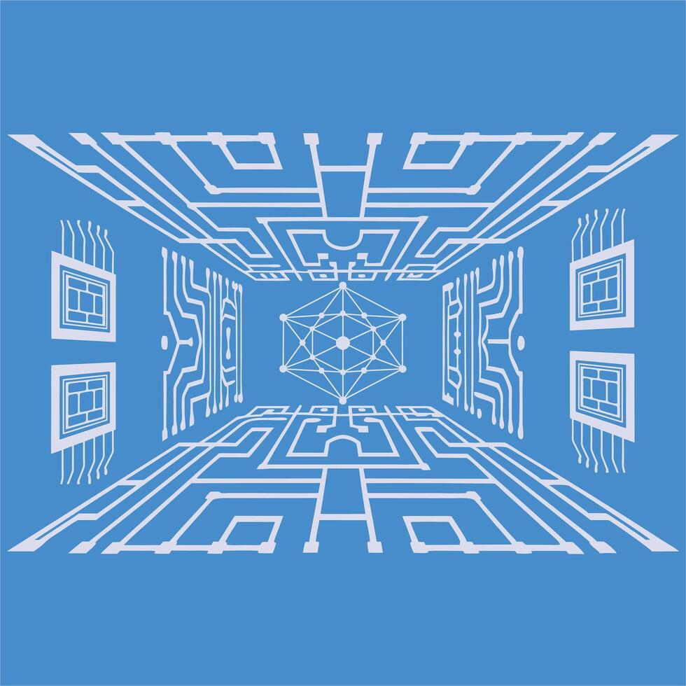 3D Grid Wire frame Cyber Tech . vector