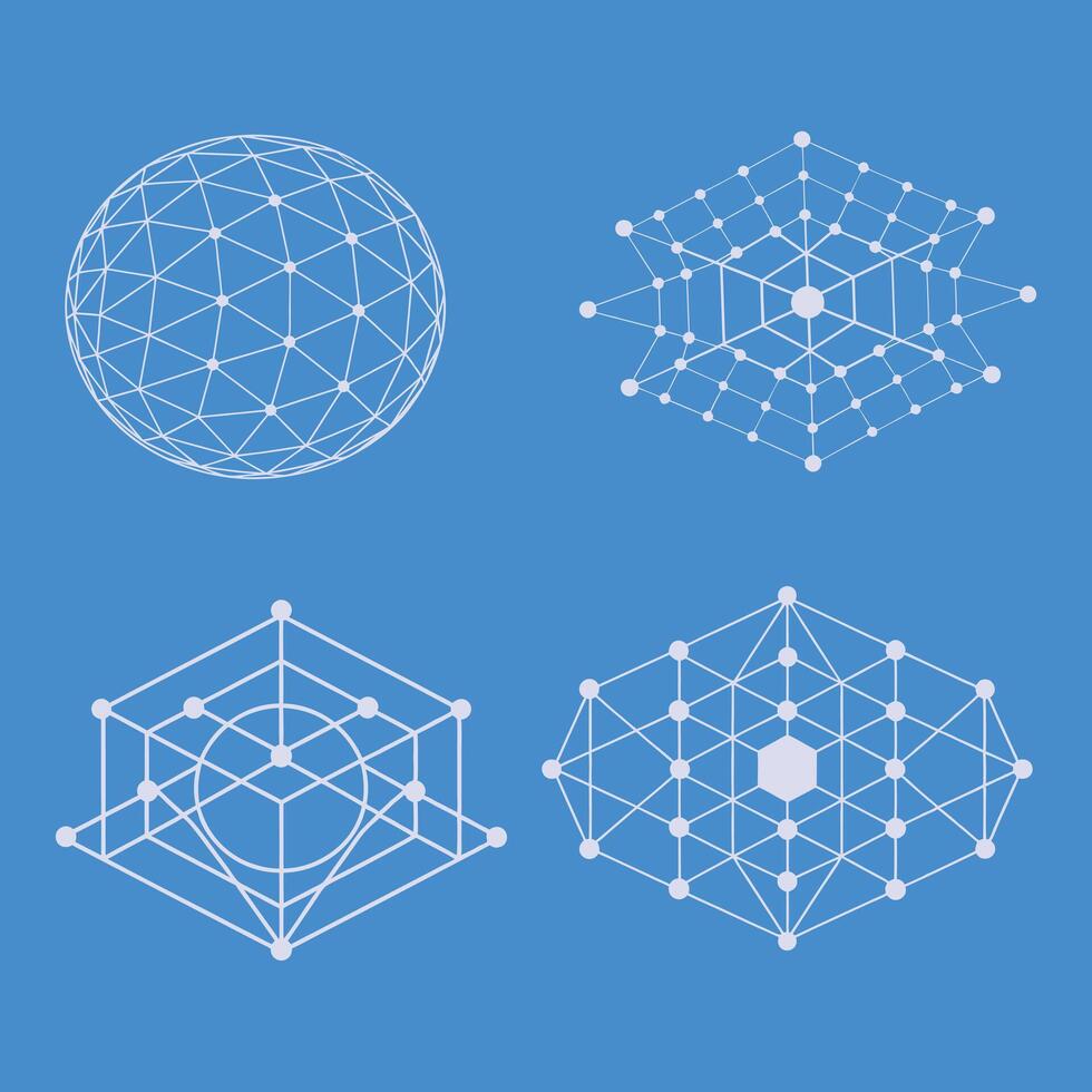 Futuristic 3D Grid Wire frame Background vector