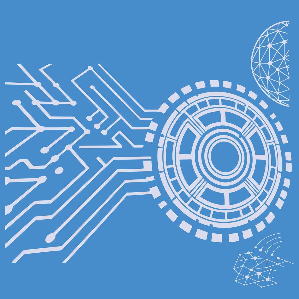 Futuristic 3D Wire frame Cyber Tech AI Network Background vector