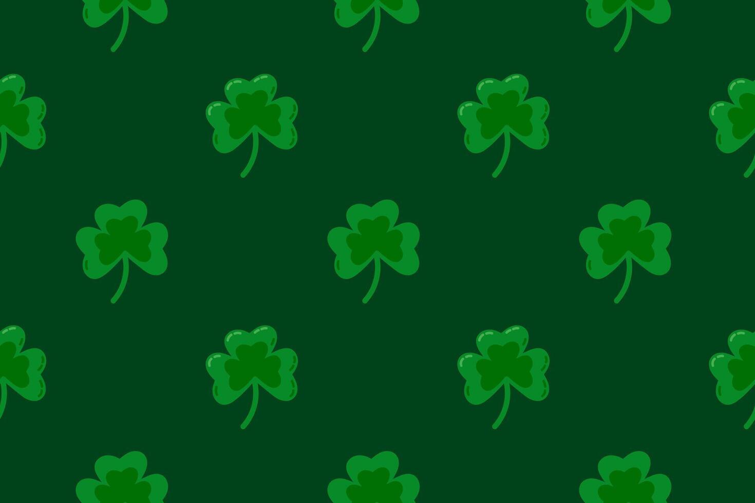 Seamless pattern with bright green shamrocks on a dark green background, symbolizing luck and Irish heritage. Ideal for festive decor and St. Patricks Day crafts. vector