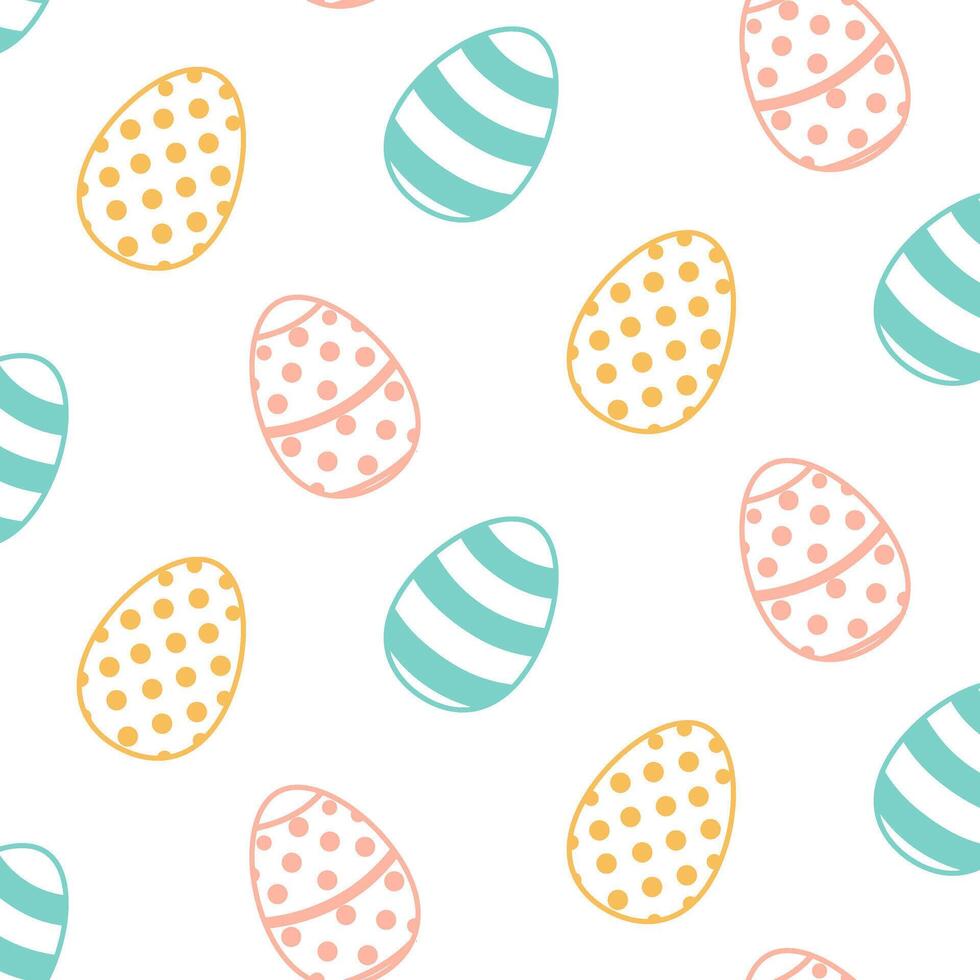 Cute Easter eggs seamless pattern vector