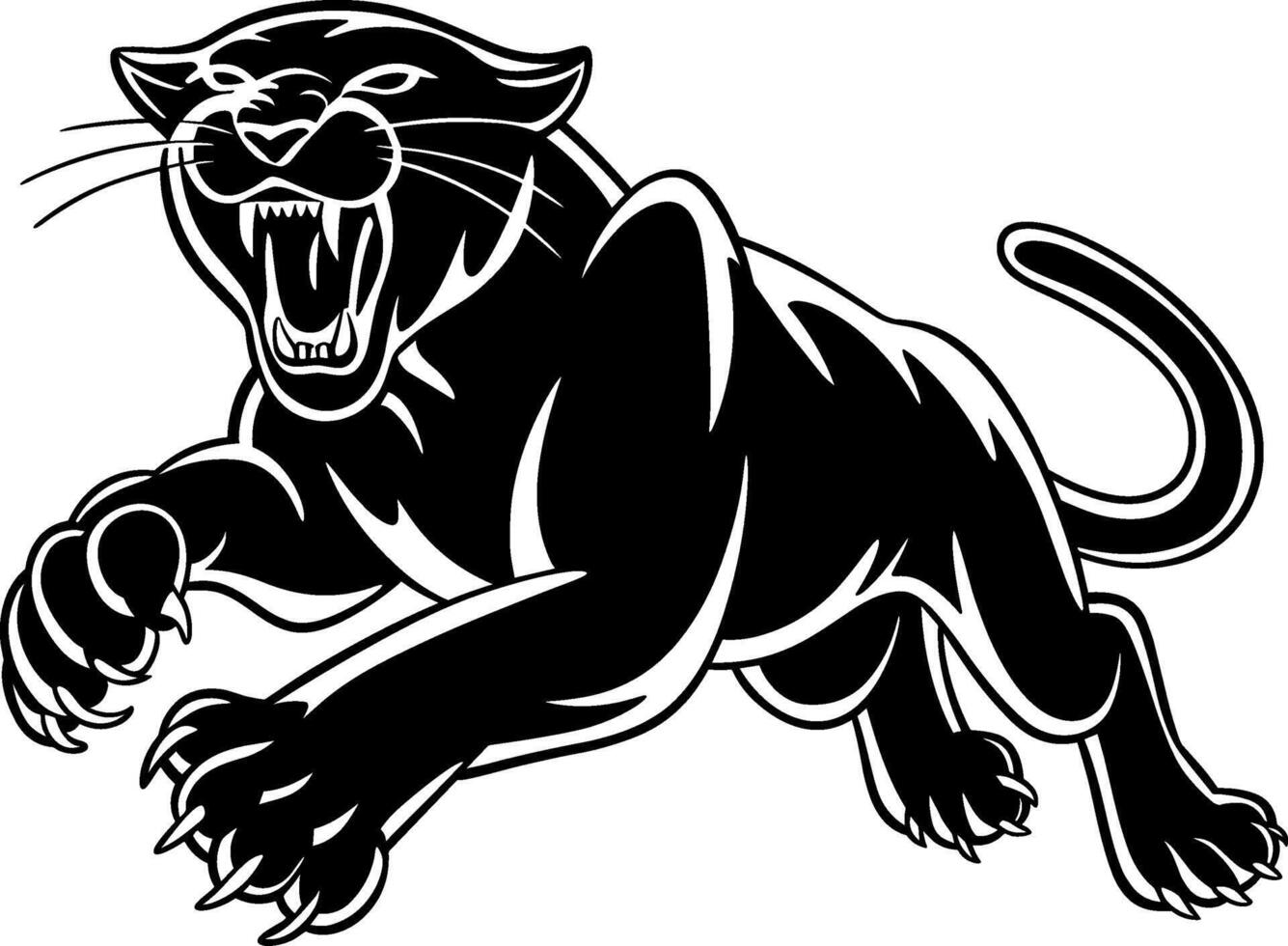 Fierce Black Panther Lunging with Claws Extended vector