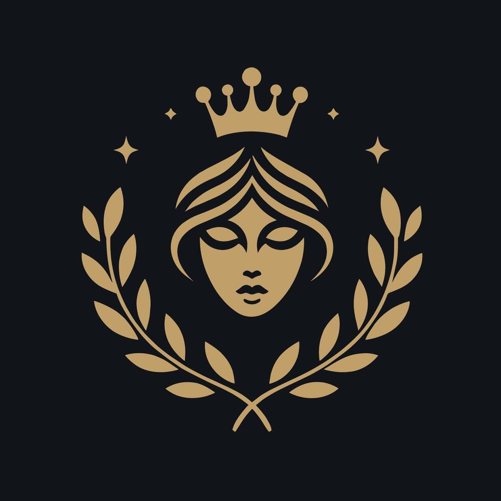 A woman with a crown on her head and laurel wreath vector