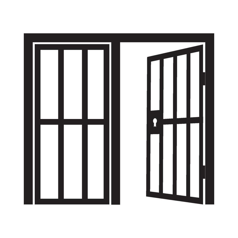open prison door icon illustration design template vector