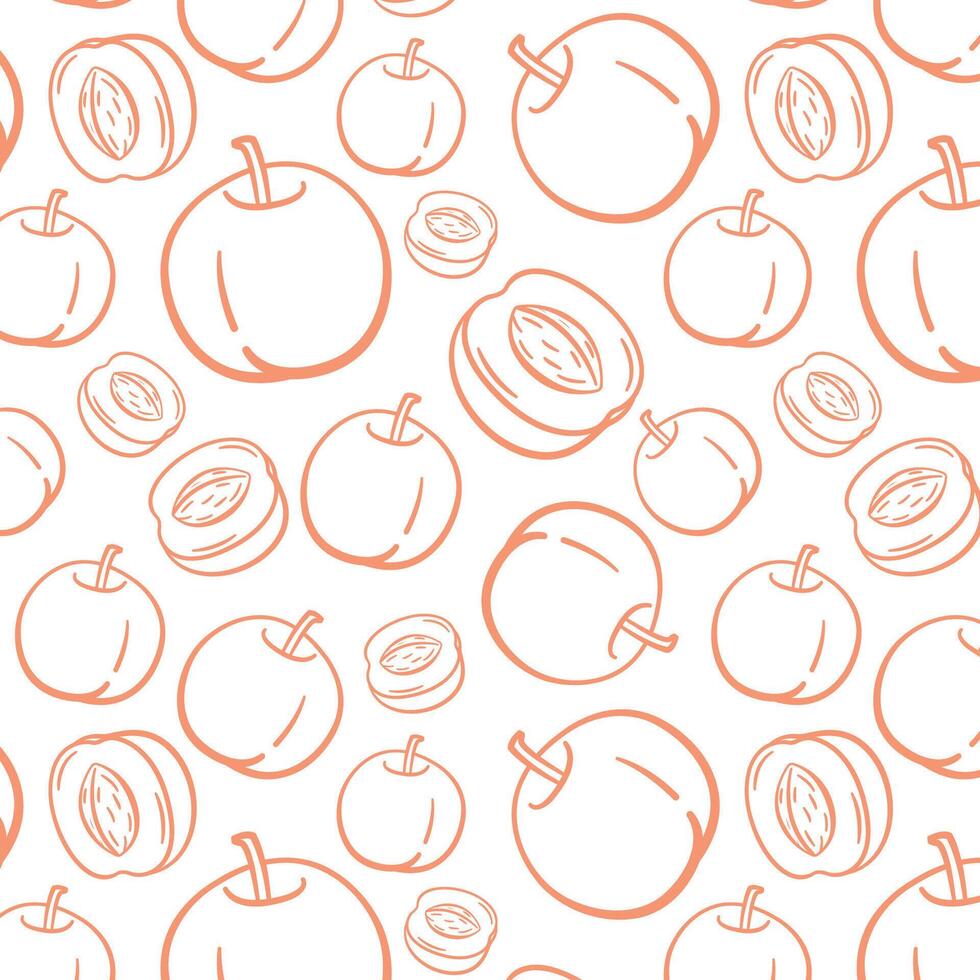 Seamless Peach-Themed Pattern in Pastel Orange on White Background vector