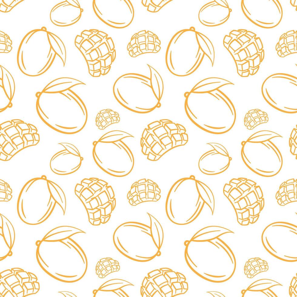 Seamless Abstract Mango Illustration in Orange on White Background vector