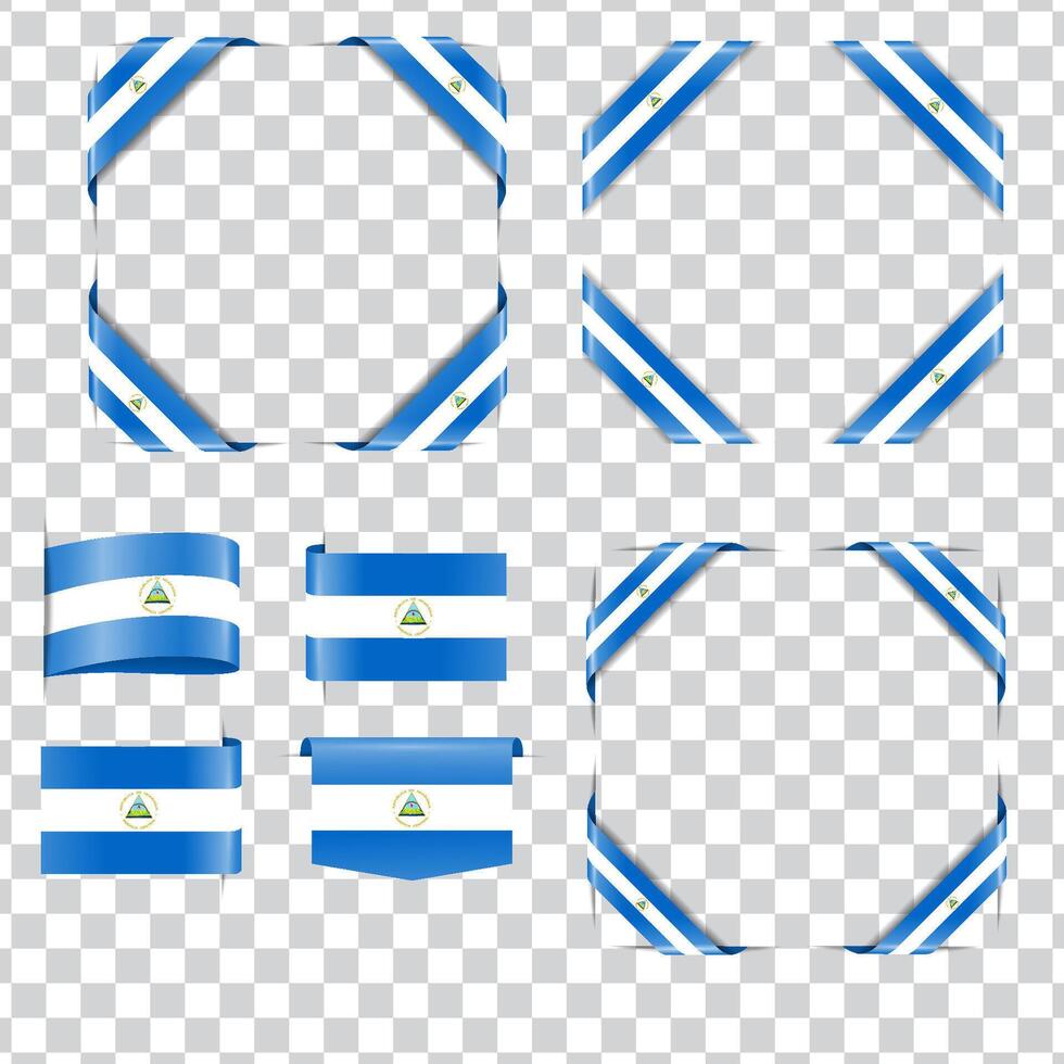 Nicaragua flag positioned in the corner with a shadow. vector