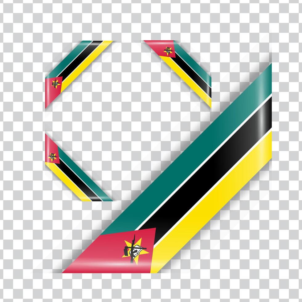 Mozambique shadowed flag of the country in the corner. vector
