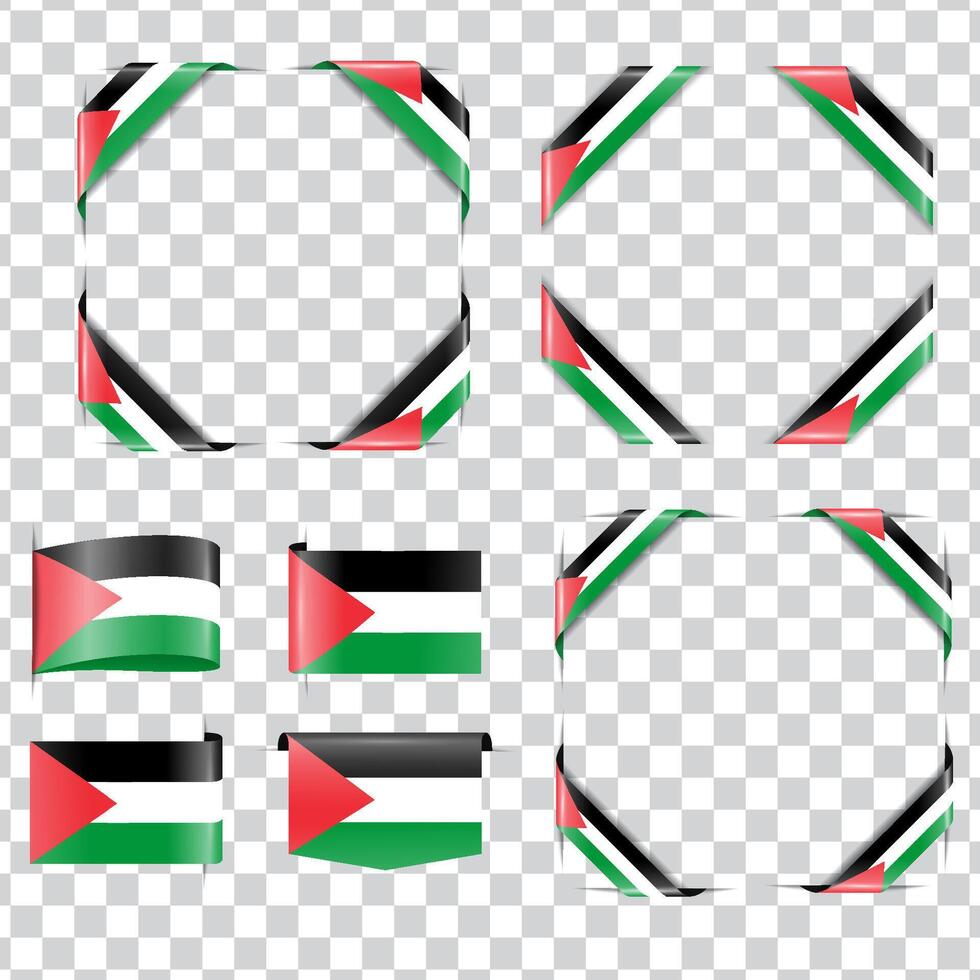 Palestine flag placed in the corner with a subtle shadow. vector