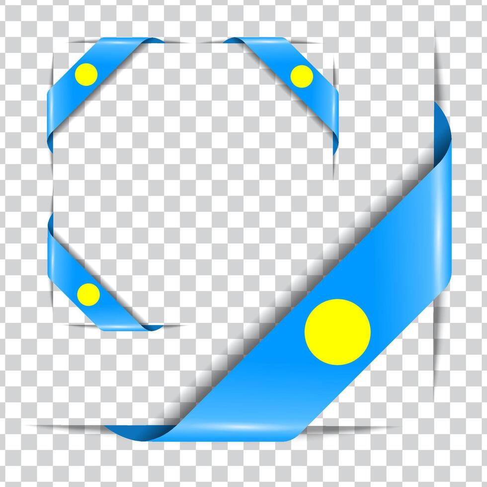 Palau Corner-positioned national flag with a soft shadow. vector