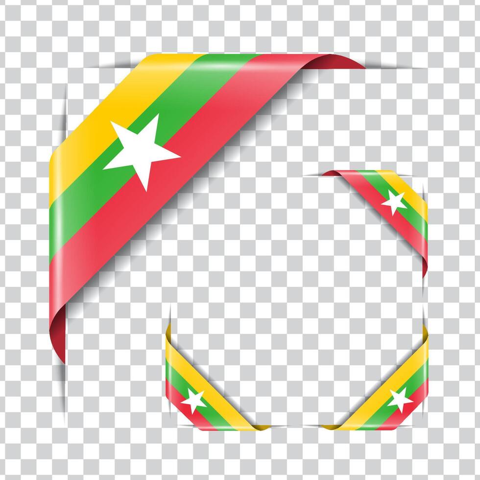 Myanmar corner national flag shadow vector