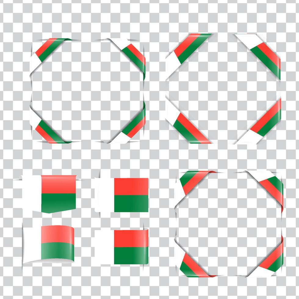 Madagascar corner national flag with shadow vector