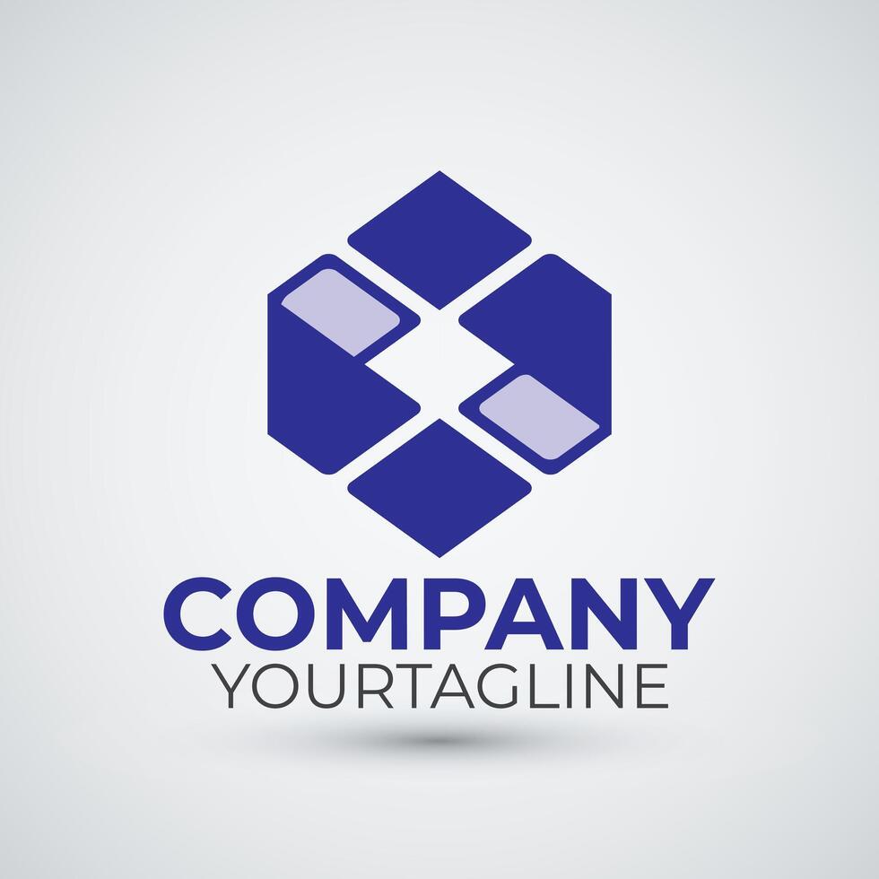 Blue hexagon logo template design vector
