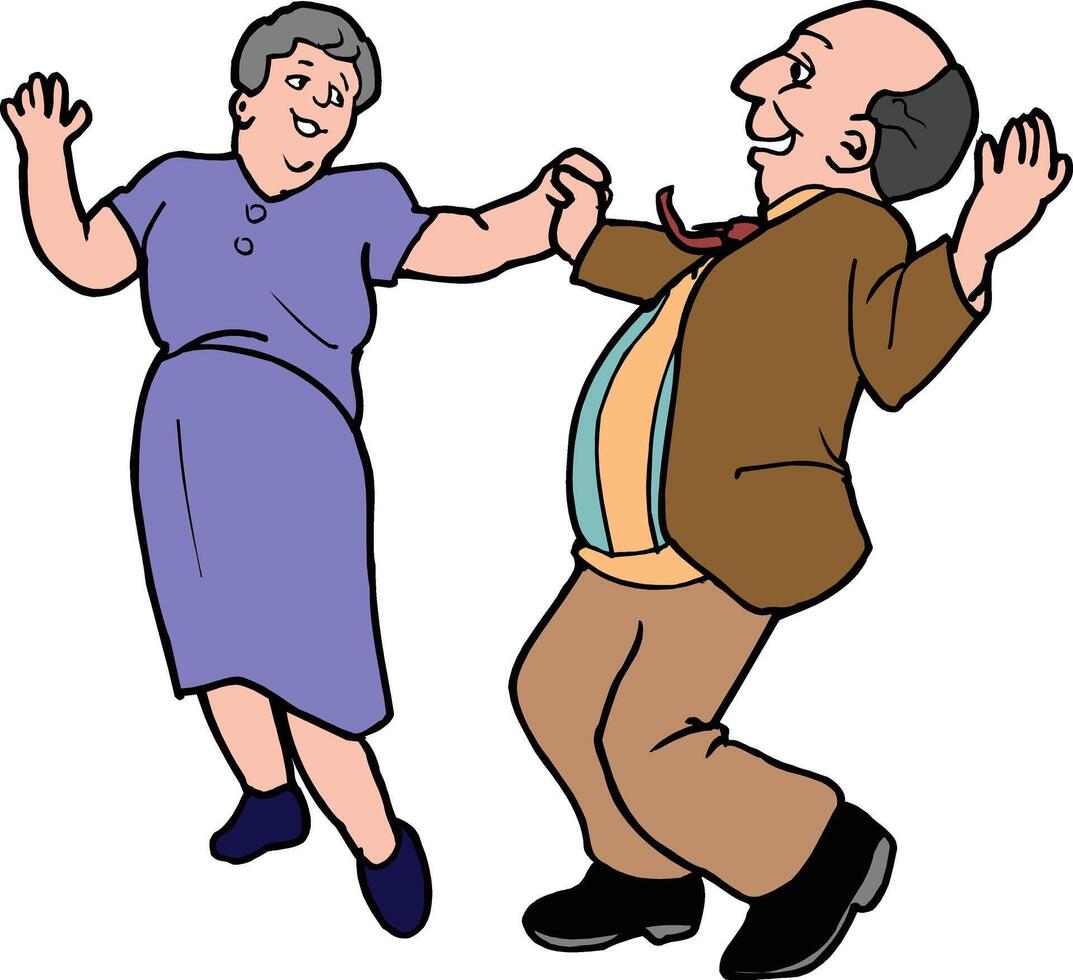 Grandpa and grandmother dancing vector
